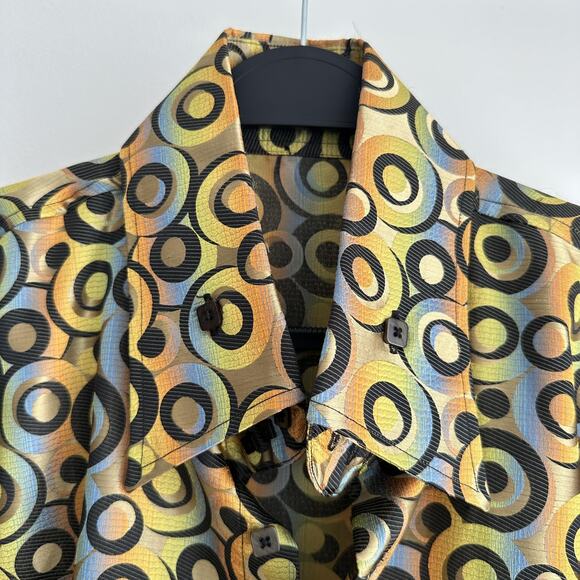 Angelino Bermuda Shirt Mens 3XL Psychedelic Abstract Disco Funky Rave 70s Collar - Picture 6 of 11